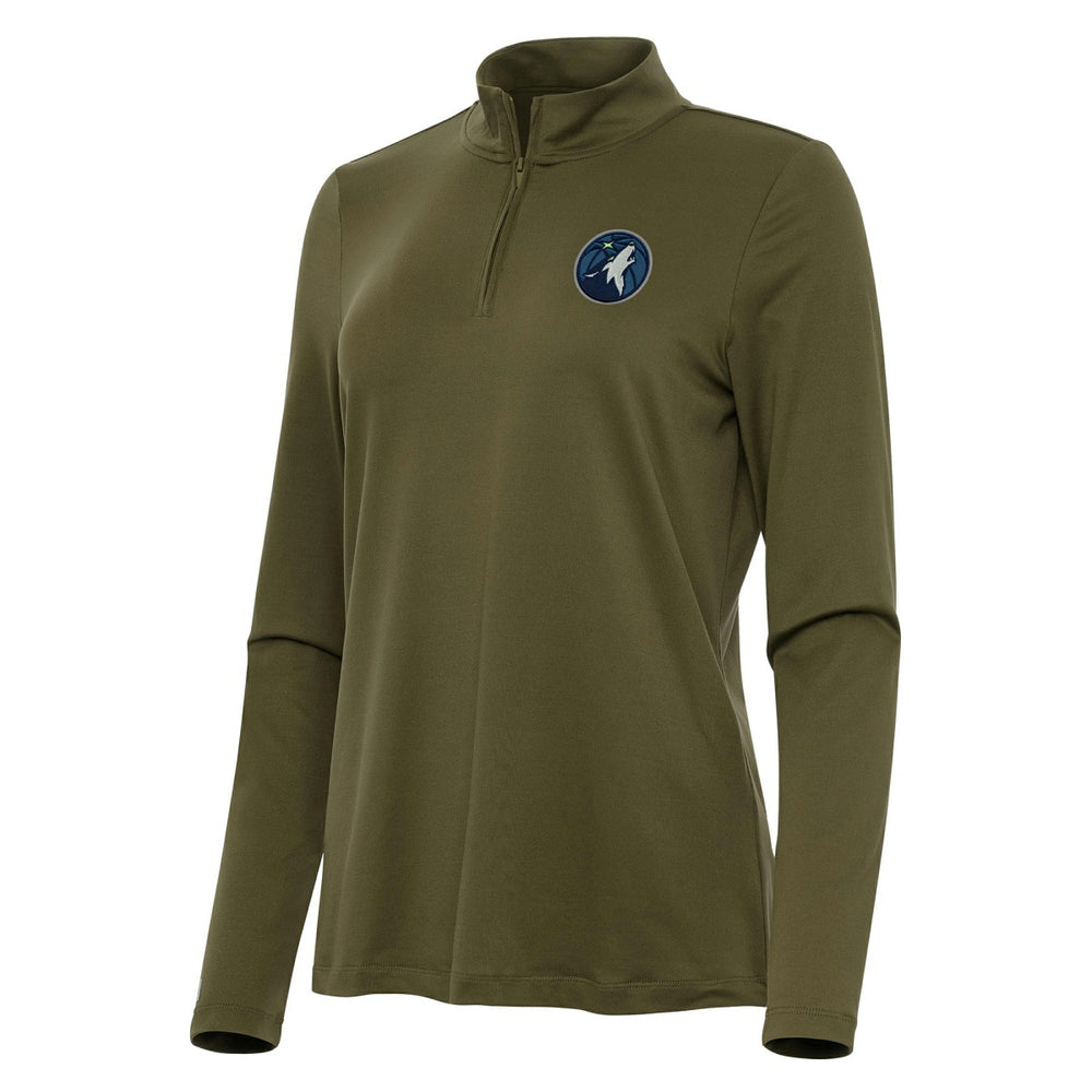Olive Minnesota Timberwolves Antigua Women's Reprocess Quarter-Zip Top | NBA