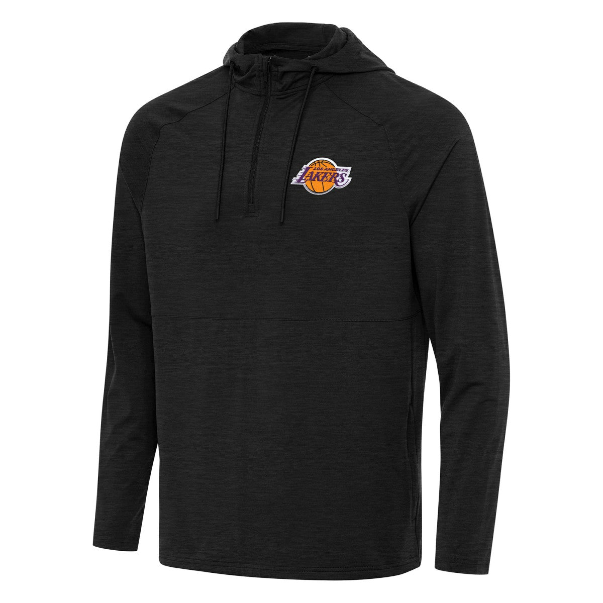 Heather Black Los Angeles Lakers Antigua Spikes Raglan Quarter-Zip Hoodie | NBA