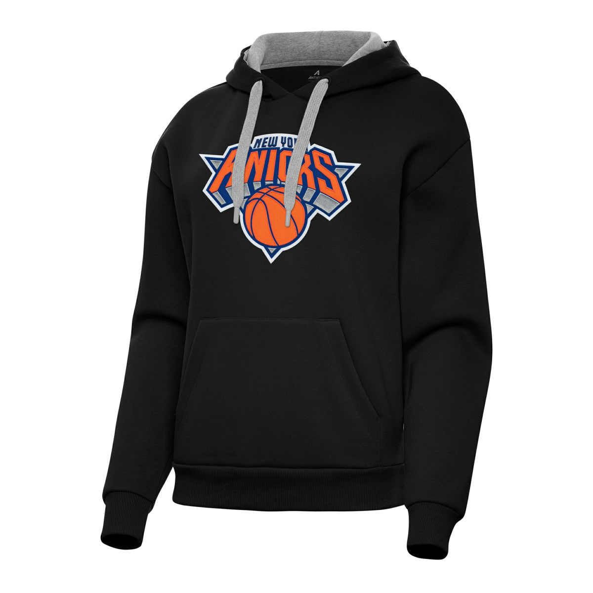 Black New York Knicks Antigua Women's Victory Pullover Hoodie | NBA