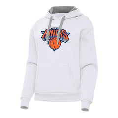 White New York Knicks Antigua Women's Victory Pullover Hoodie | NBA