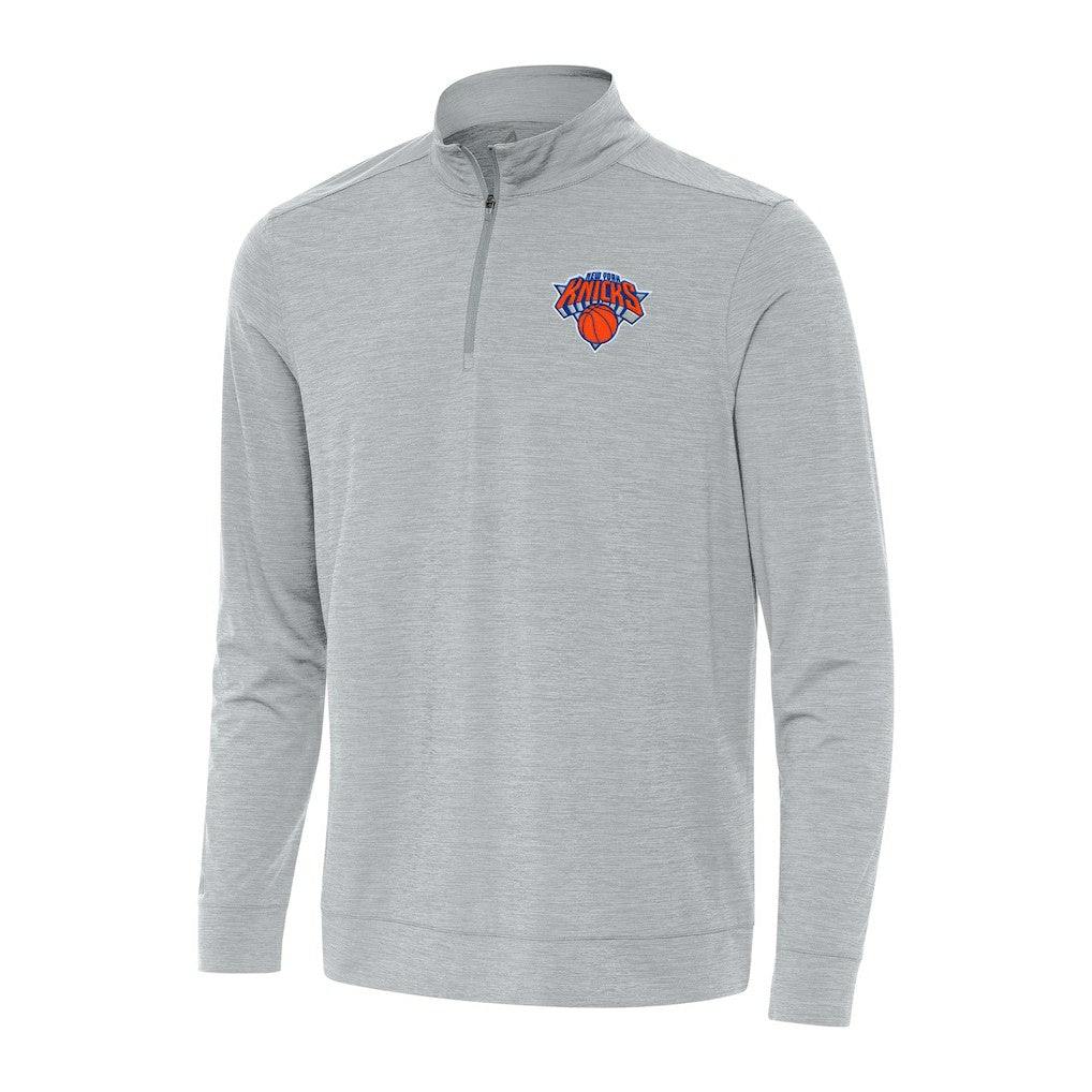 Heather Gray New York Knicks Antigua Bright Quarter-Zip Top | NBA