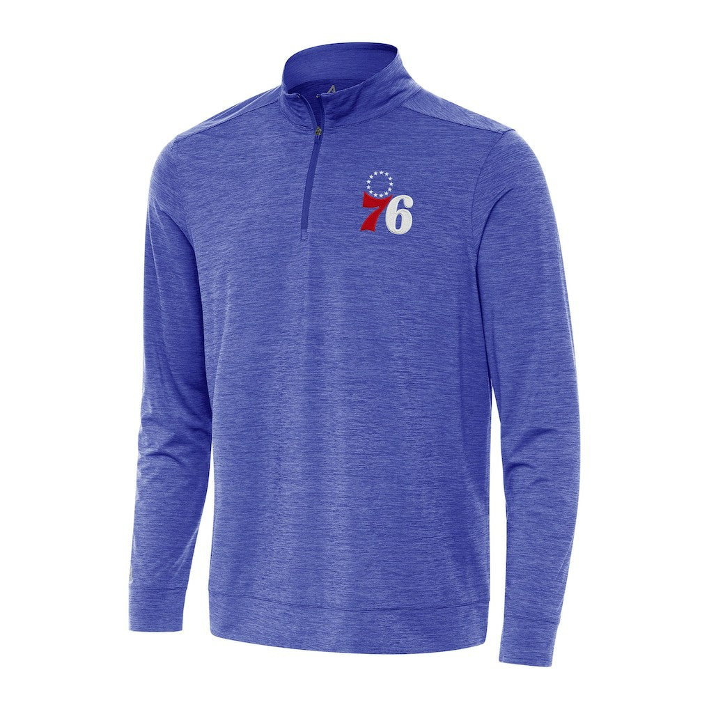 Heather Royal Philadelphia 76ers Antigua Bright Quarter-Zip Top | NBA