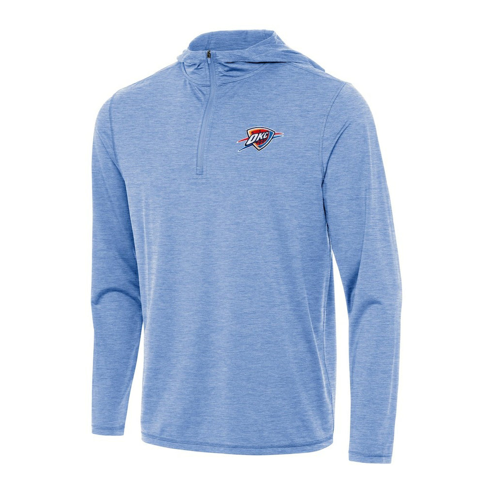 Heather Powder Blue Oklahoma City Thunder Antigua Tidy Quarter-Zip Hoodie | NBA