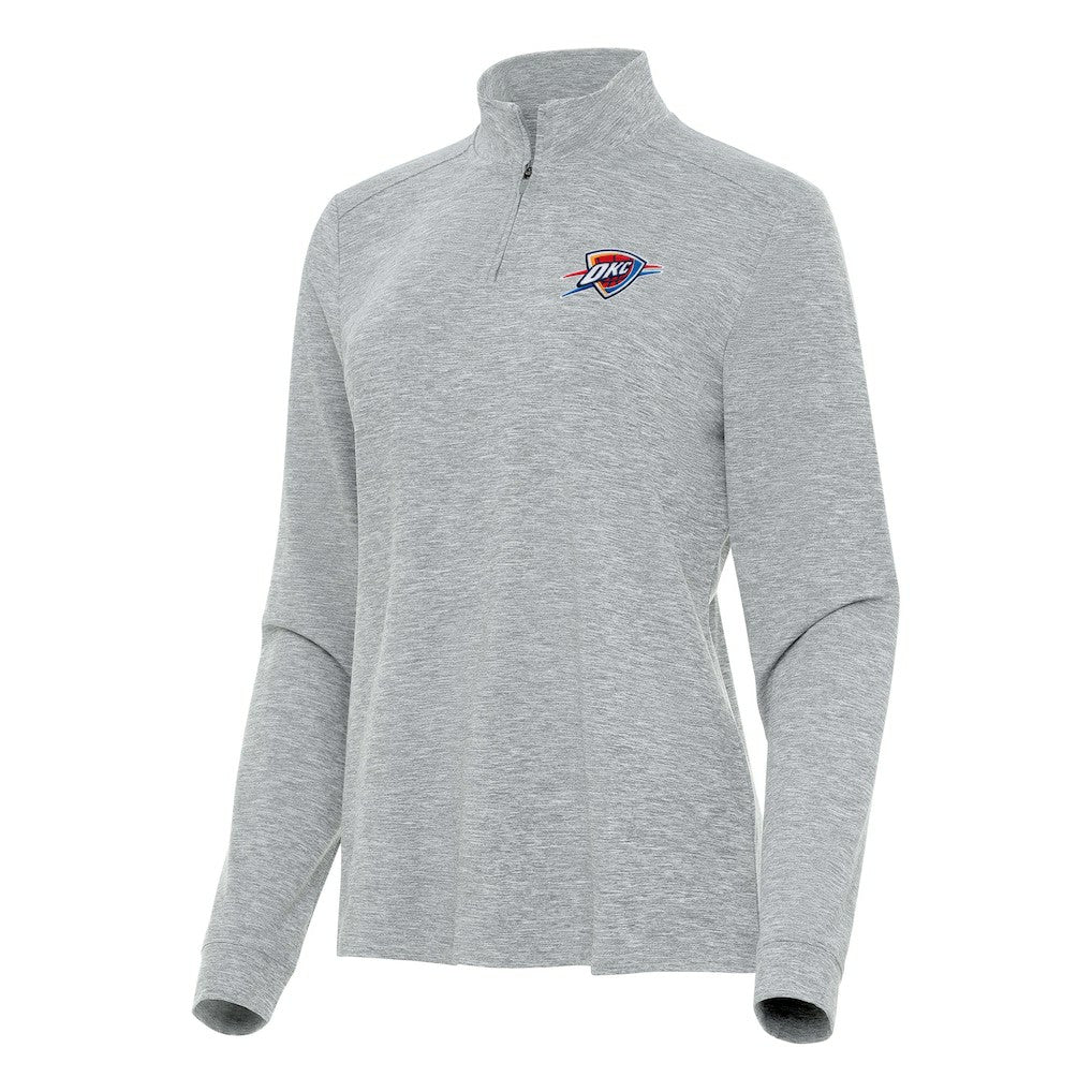 Heather Gray Oklahoma City Thunder Antigua Women's Mentor Quarter-Zip Mock Long Sleeve Top | NBA