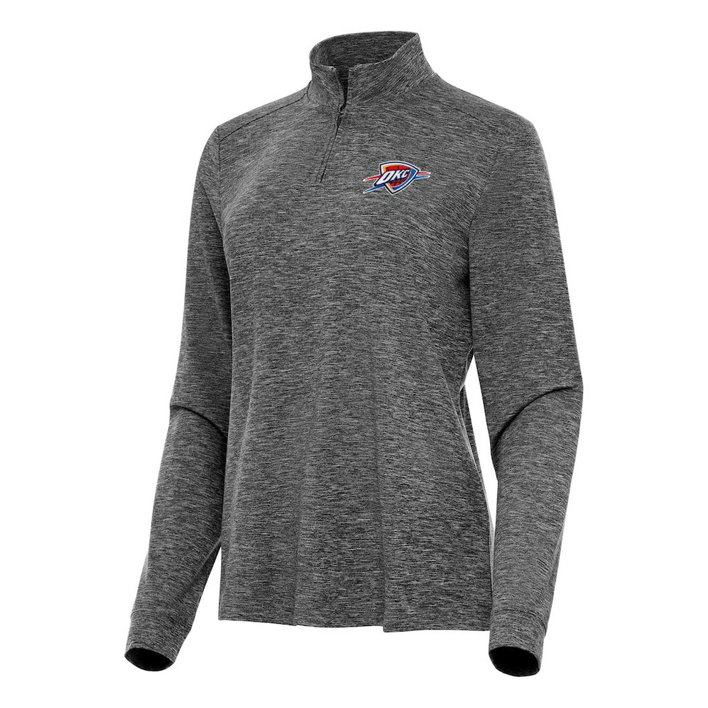 Heather Black Oklahoma City Thunder Antigua Women's Mentor Quarter-Zip Mock Long Sleeve Top | NBA