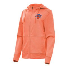 Heather Orange New York Knicks Antigua Women's Seeker Full-Zip Hoodie Jacket | NBA