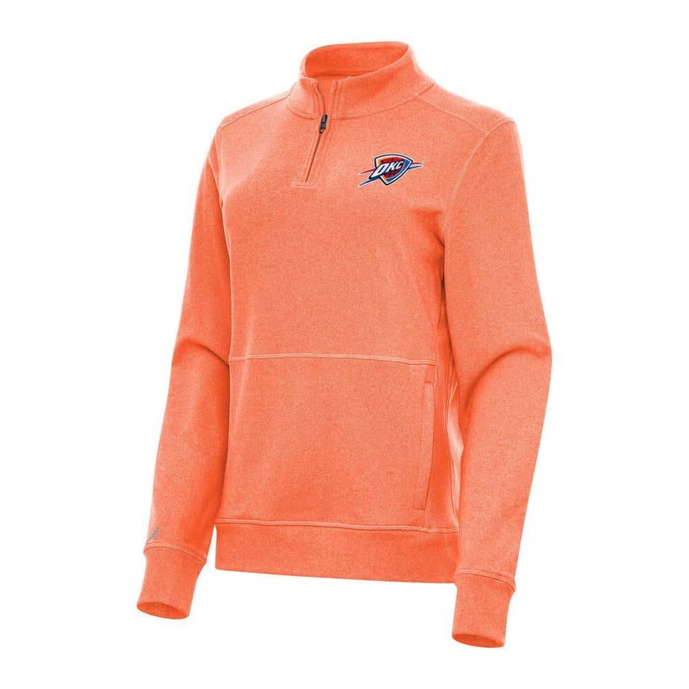 Heather Orange Oklahoma City Thunder Antigua Women's Crush Quarter-Zip Fleece Sweatshirt | NBA