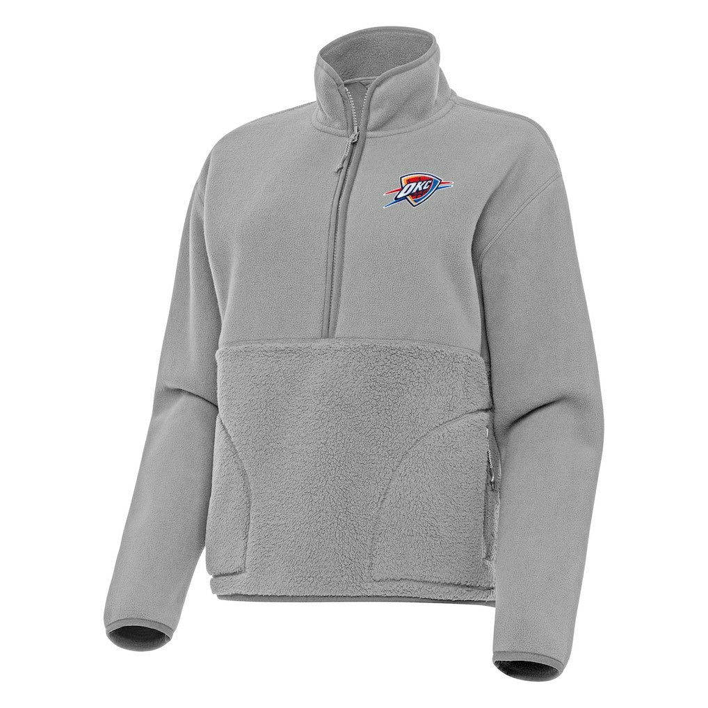 Gray Oklahoma City Thunder Antigua Women's Figure Half-Zip Pullover Sweatshirt | NBA