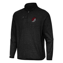 Heather Black Portland Trail Blazers Antigua Certain Quarter-Zip Tri-Blend Sweatshirt | NBA