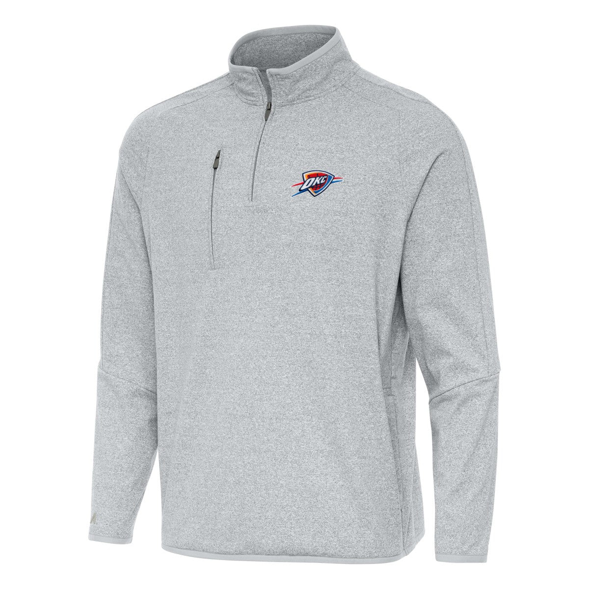 Heather Gray Oklahoma City Thunder Antigua Certain Quarter-Zip Tri-Blend Sweatshirt | NBA