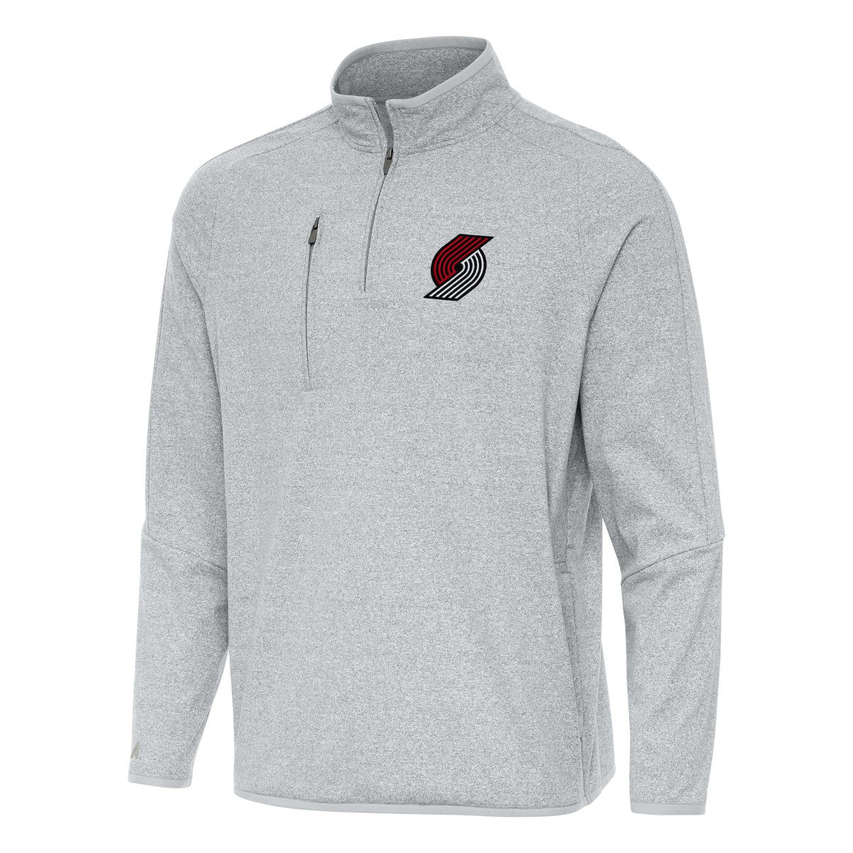 Heather Gray Portland Trail Blazers Antigua Certain Quarter-Zip Tri-Blend Sweatshirt | NBA