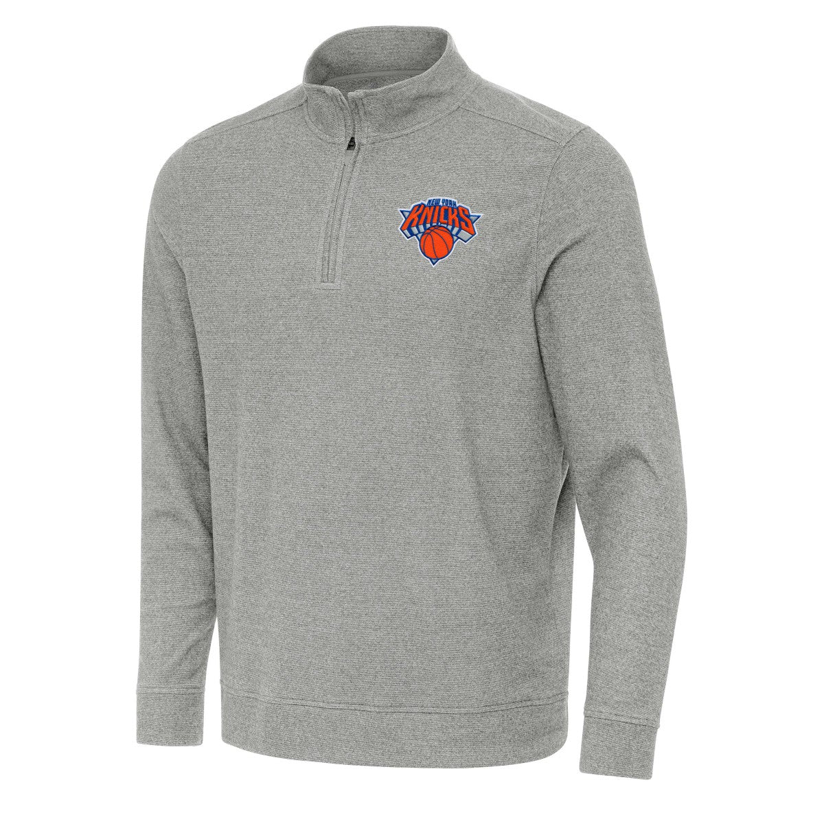 Heather Gray New York Knicks Antigua Subtle Quarter-Zip Sweatshirt | NBA