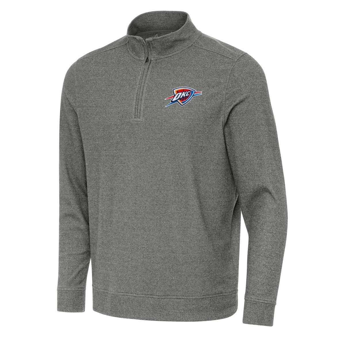Heather Black Oklahoma City Thunder Antigua Subtle Quarter-Zip Sweatshirt | NBA