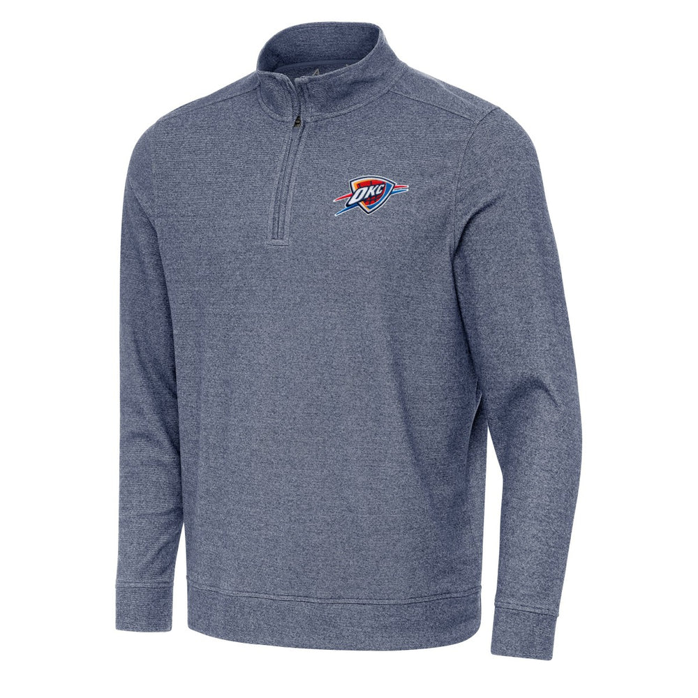 Heather Navy Oklahoma City Thunder Antigua Subtle Quarter-Zip Sweatshirt | NBA