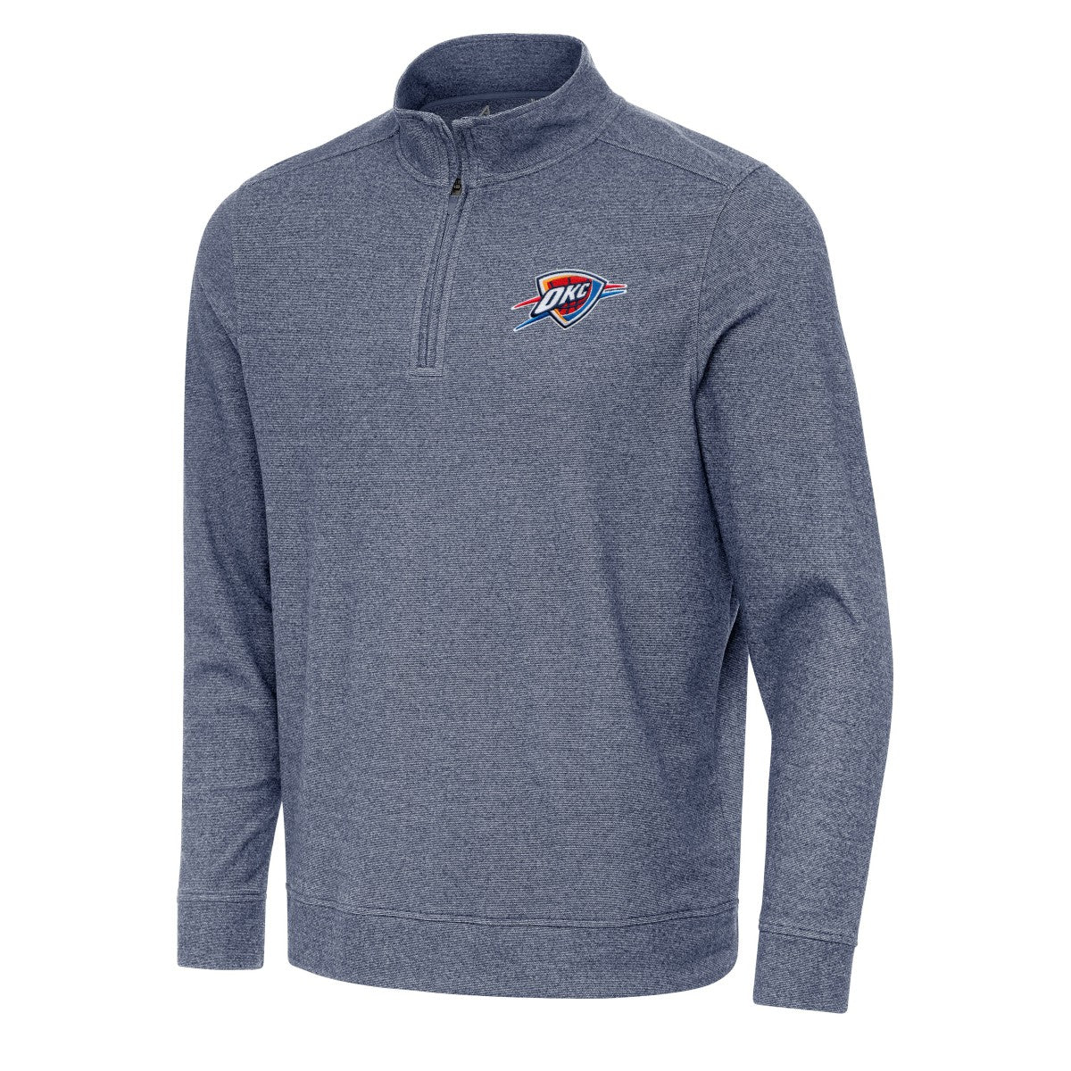 Heather Navy Oklahoma City Thunder Antigua Subtle Quarter-Zip Sweatshirt | NBA