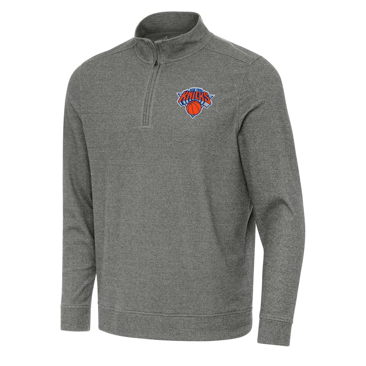 Heather Black New York Knicks Antigua Subtle Quarter-Zip Sweatshirt | NBA
