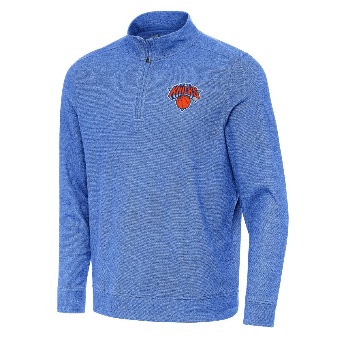 Heather Royal New York Knicks Antigua Subtle Quarter-Zip Sweatshirt | NBA