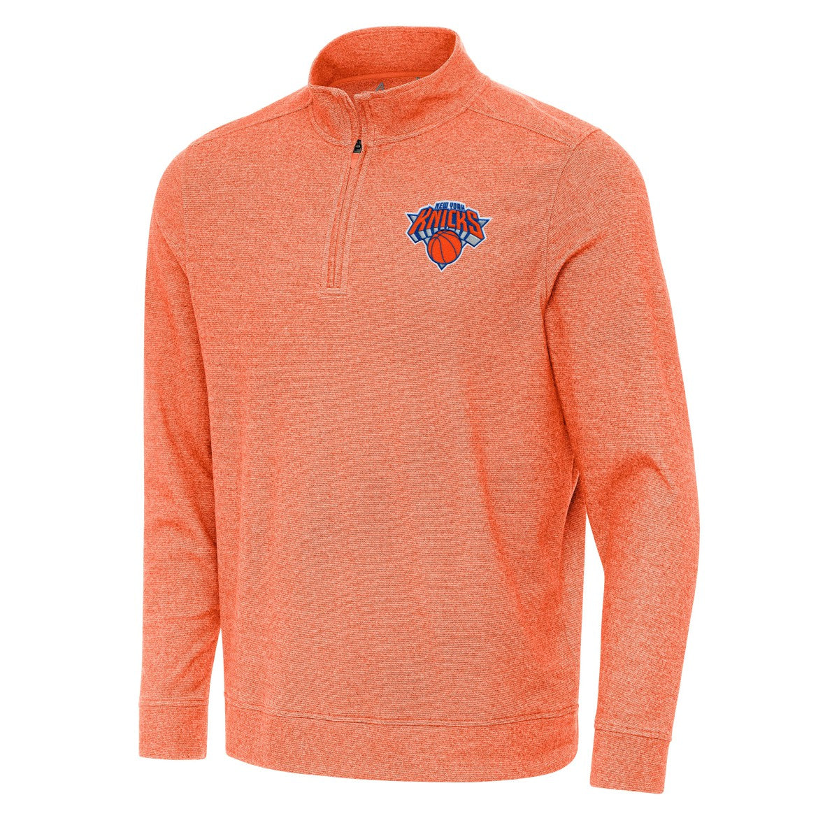 Heather Orange New York Knicks Antigua Subtle Quarter-Zip Sweatshirt | NBA