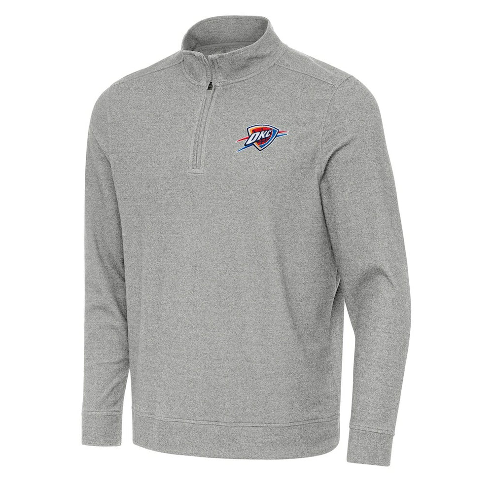 Heather Gray Oklahoma City Thunder Antigua Subtle Quarter-Zip Sweatshirt | NBA