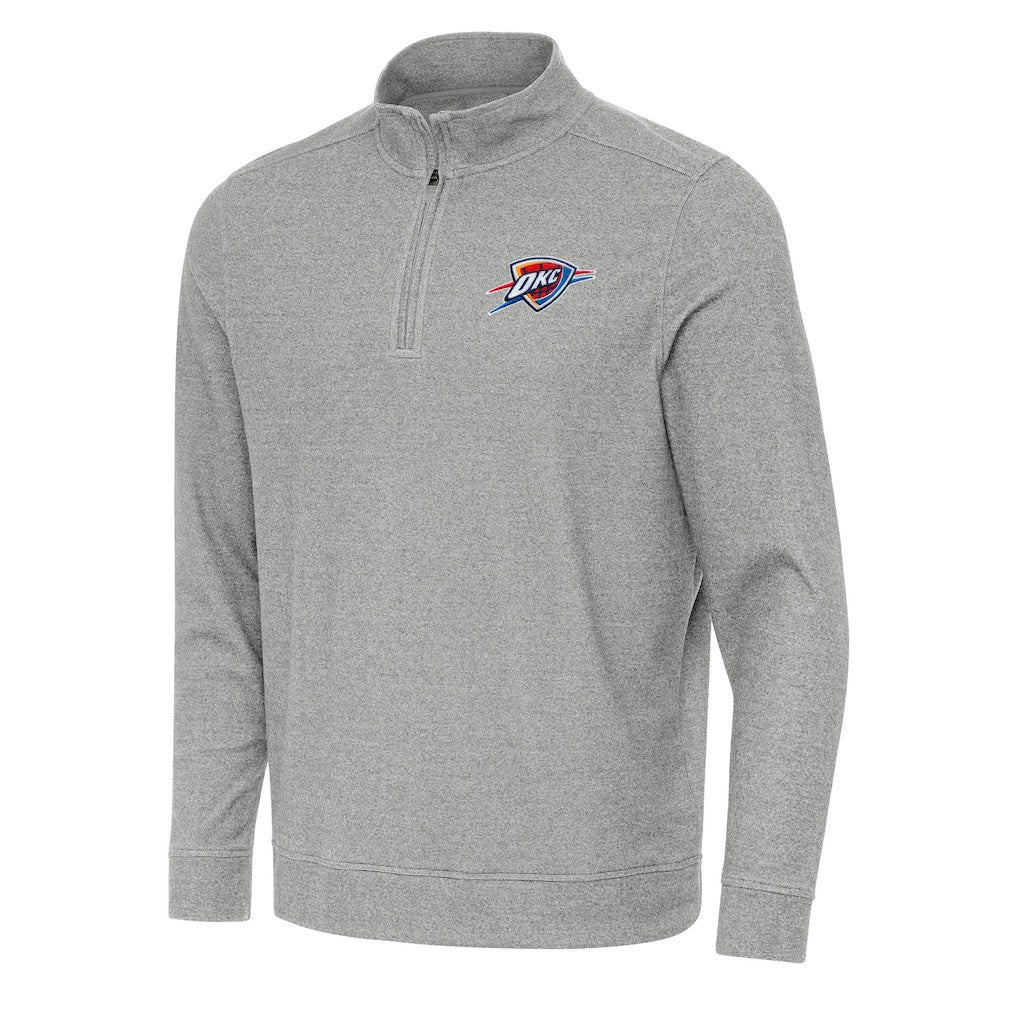 Heather Gray Oklahoma City Thunder Antigua Subtle Quarter-Zip Sweatshirt | NBA