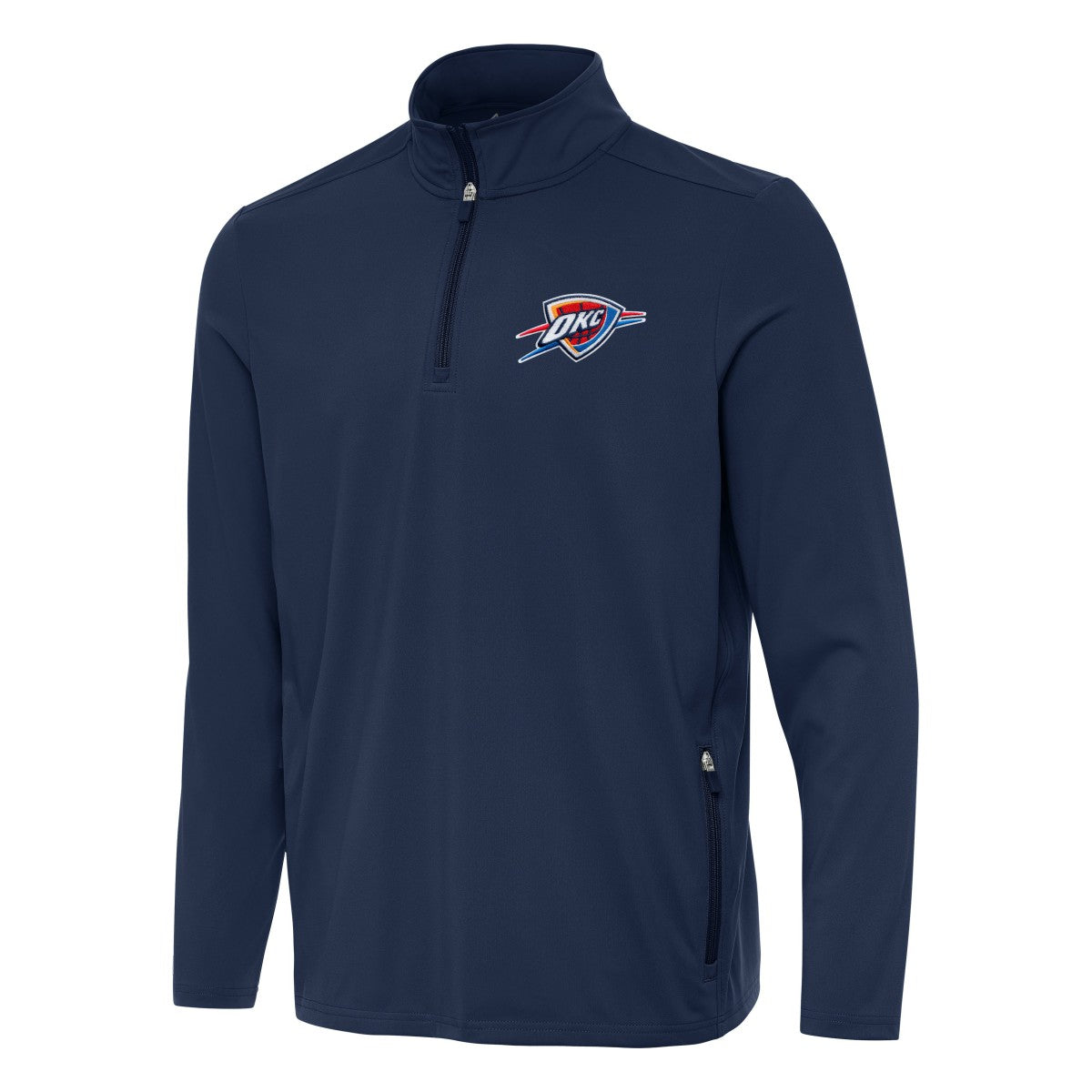 Navy Oklahoma City Thunder Antigua Perilous Quarter-Zip Sweatshirt | NBA