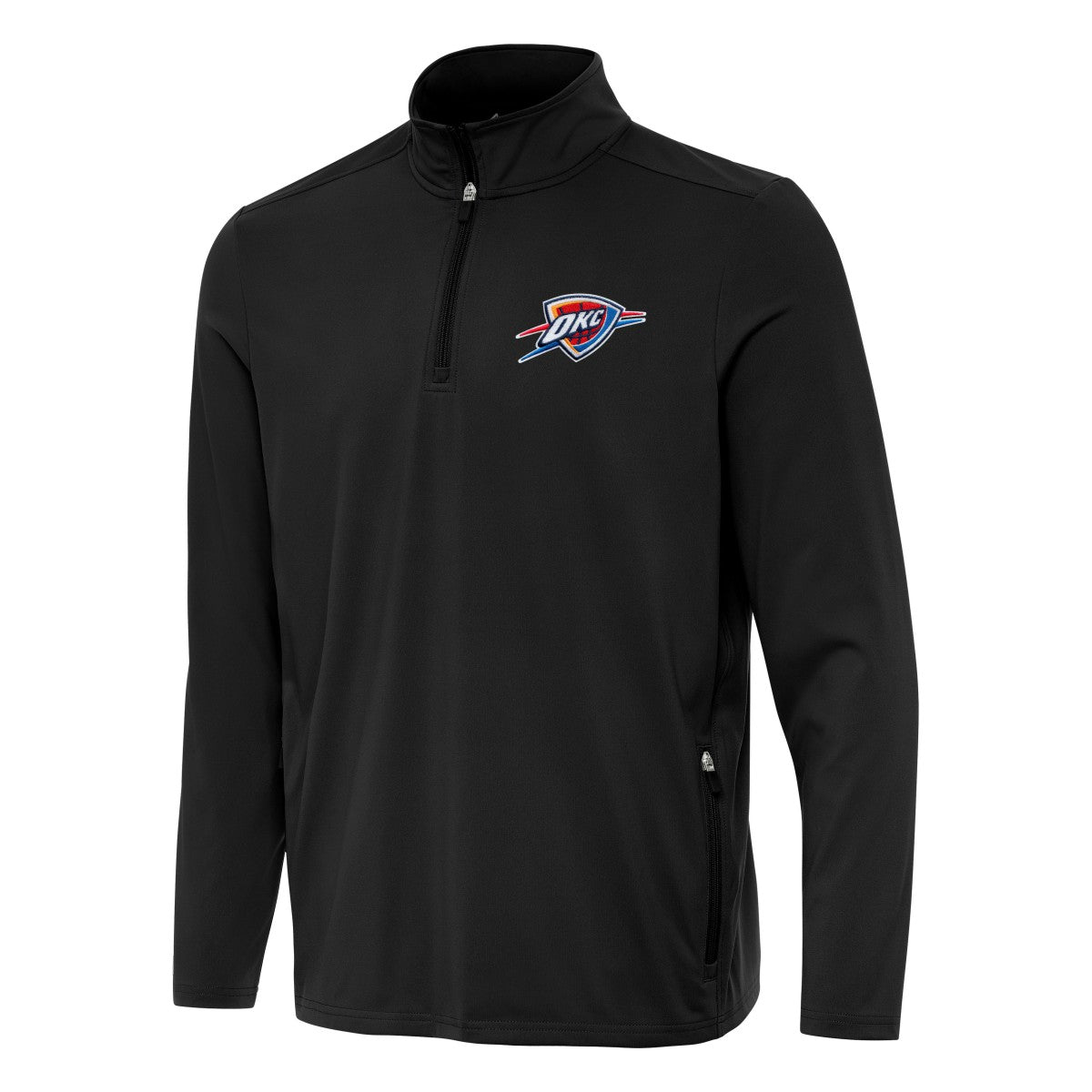 Black Oklahoma City Thunder Antigua Perilous Quarter-Zip Sweatshirt | NBA