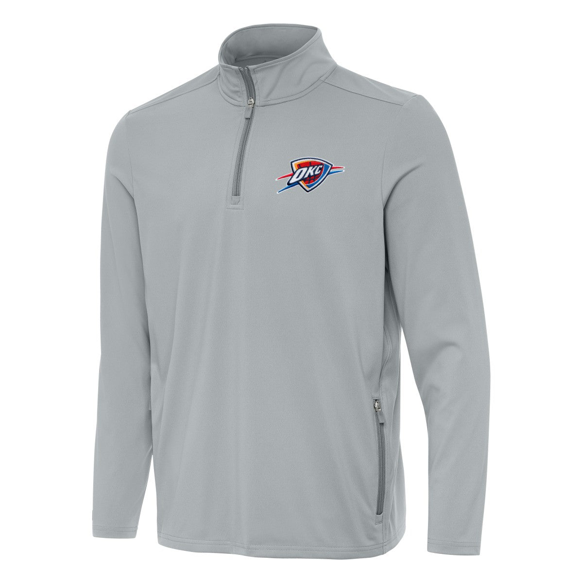 Gray Oklahoma City Thunder Antigua Perilous Quarter-Zip Sweatshirt | NBA