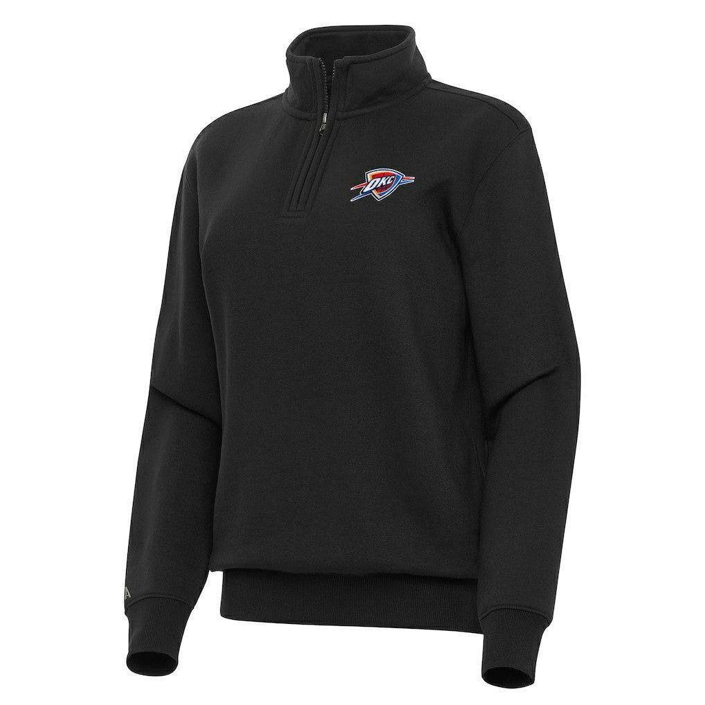 Black Oklahoma City Thunder Antigua Women's Victory Quarter-Zip Sweatshirt | NBA