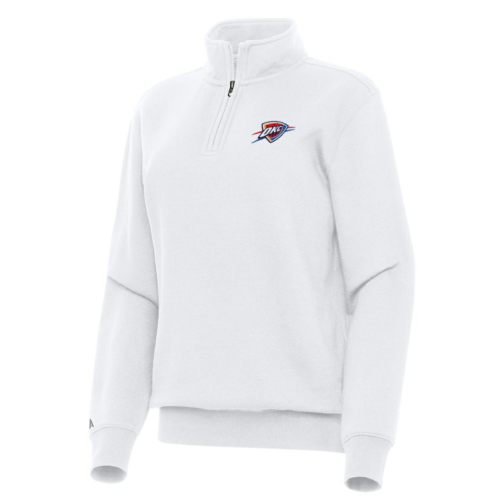 White Oklahoma City Thunder Antigua Women's Victory Quarter-Zip Sweatshirt | NBA