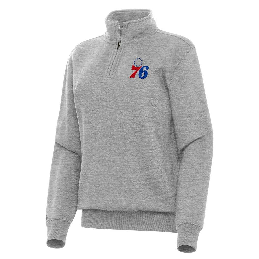 Heather Gray Philadelphia 76ers Antigua Women's Victory Quarter-Zip Sweatshirt | NBA