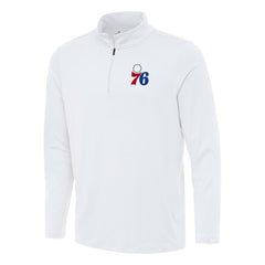 White Philadelphia 76ers Antigua Reprocess Quarter-Zip Top | NBA
