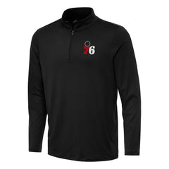 Black Philadelphia 76ers Antigua Reprocess Quarter-Zip Top | NBA