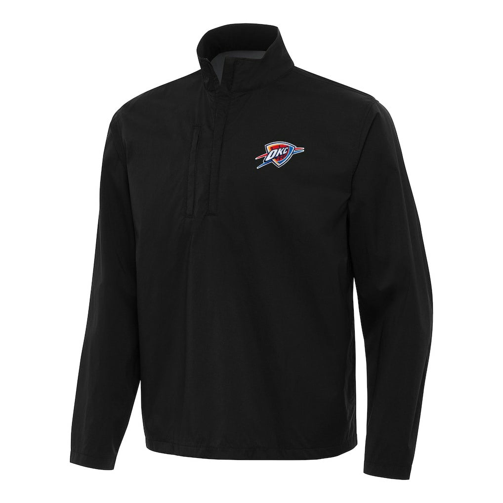 Black Oklahoma City Thunder Antigua Brisk Quarter-Zip Windbreaker | NBA