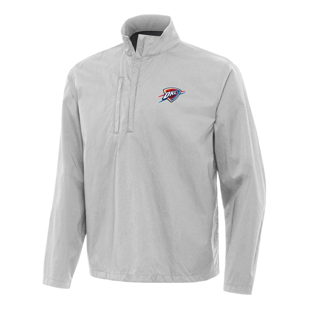 Heather Gray Oklahoma City Thunder Antigua Brisk Quarter-Zip Windbreaker | NBA