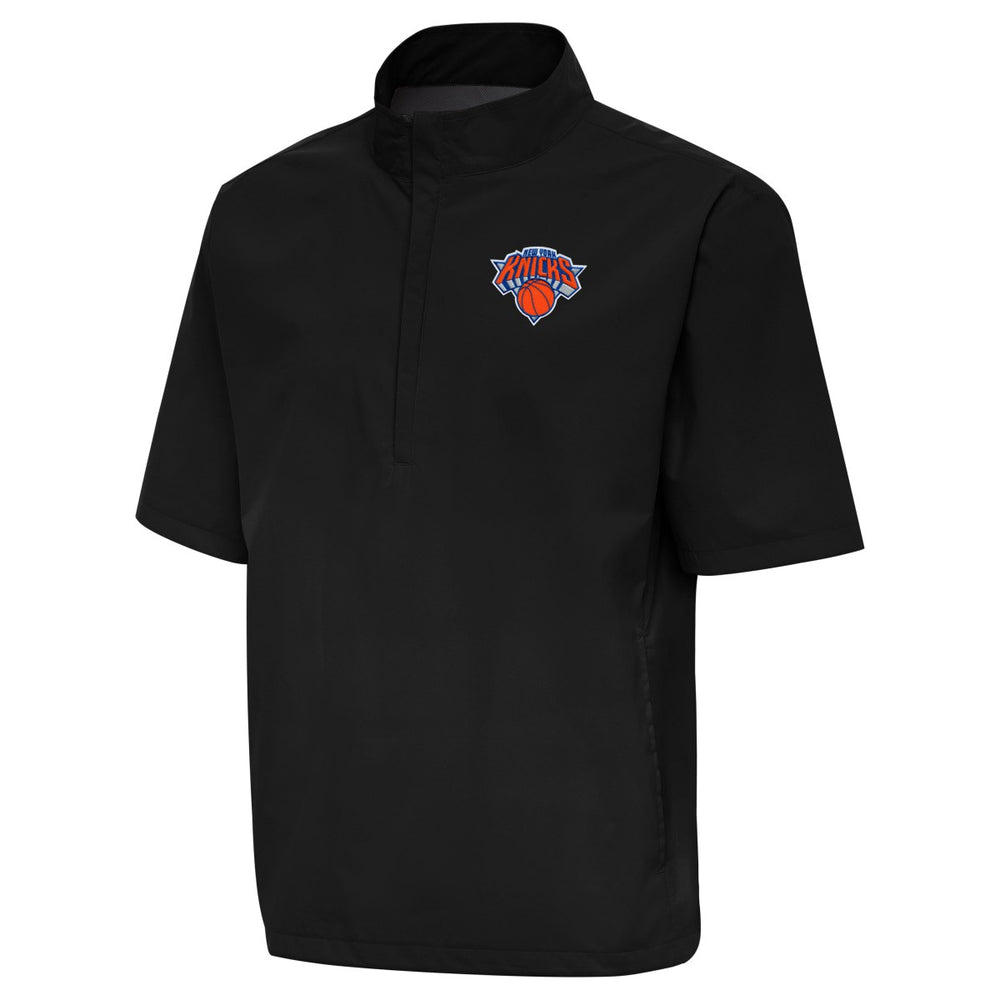 Black New York Knicks Antigua Brisk Quarter-Zip Windbreaker | NBA