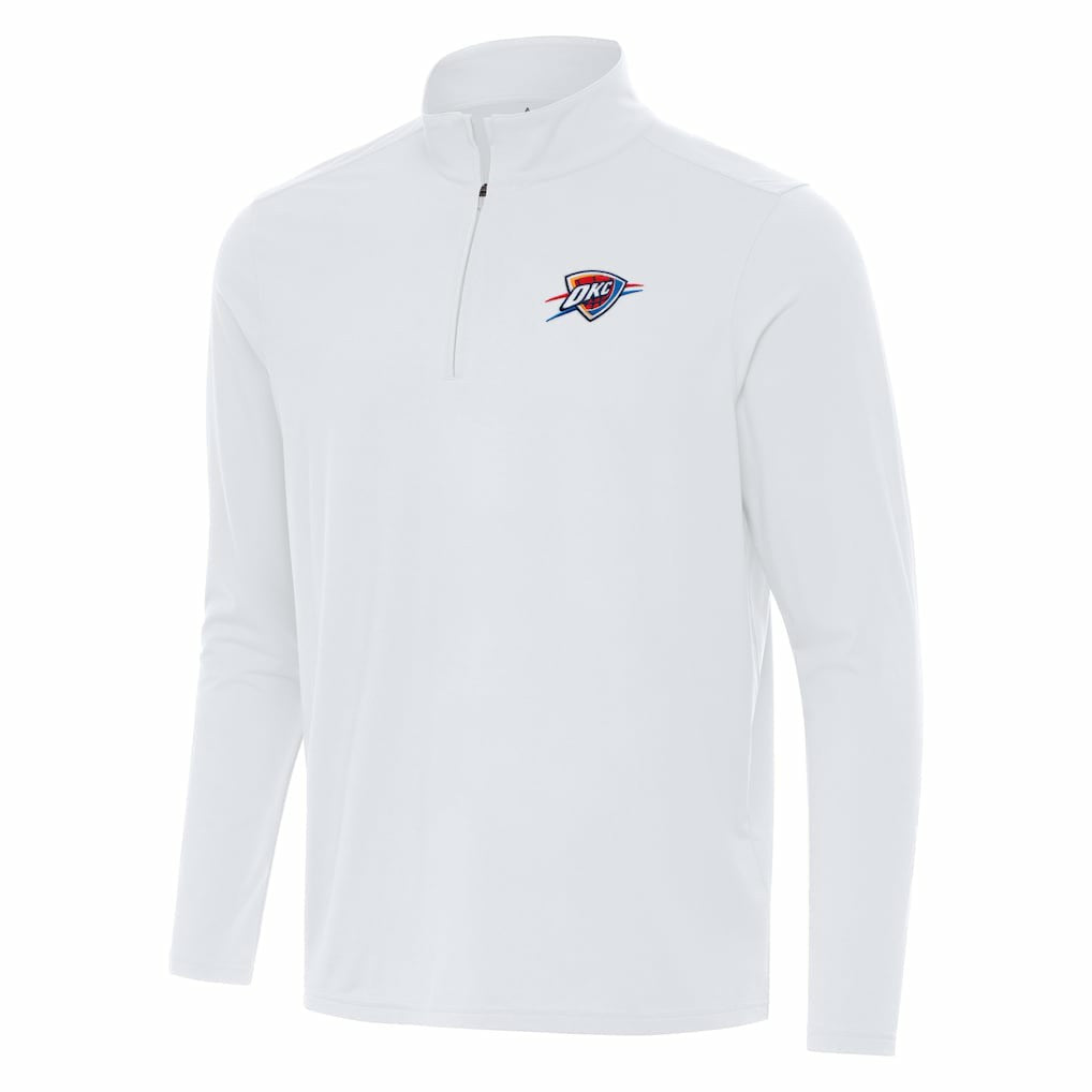 White Oklahoma City Thunder Antigua Intent Quarter-Zip Top | NBA
