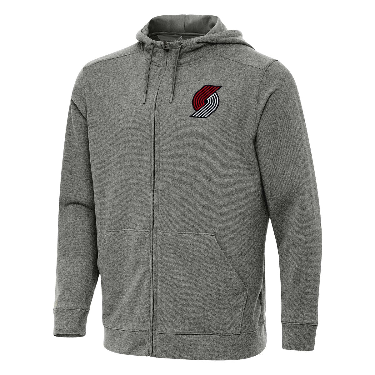 Heather Charcoal Portland Trail Blazers Antigua Effortless Full-Zip Hoodie Jacket | NBA