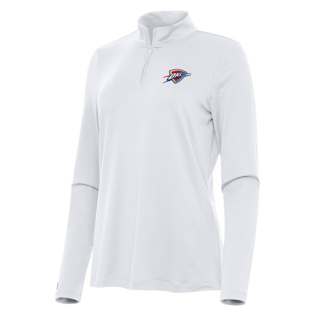 White Oklahoma City Thunder Antigua Women's Reprocess Quarter-Zip Top | NBA