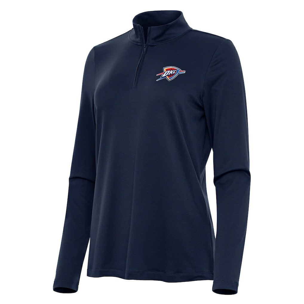Navy Oklahoma City Thunder Antigua Women's Reprocess Quarter-Zip Top | NBA