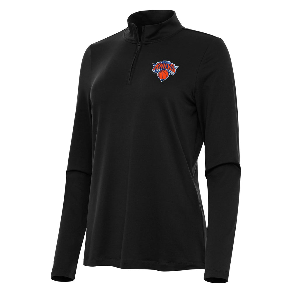 Black New York Knicks Antigua Women's Reprocess Quarter-Zip Top | NBA