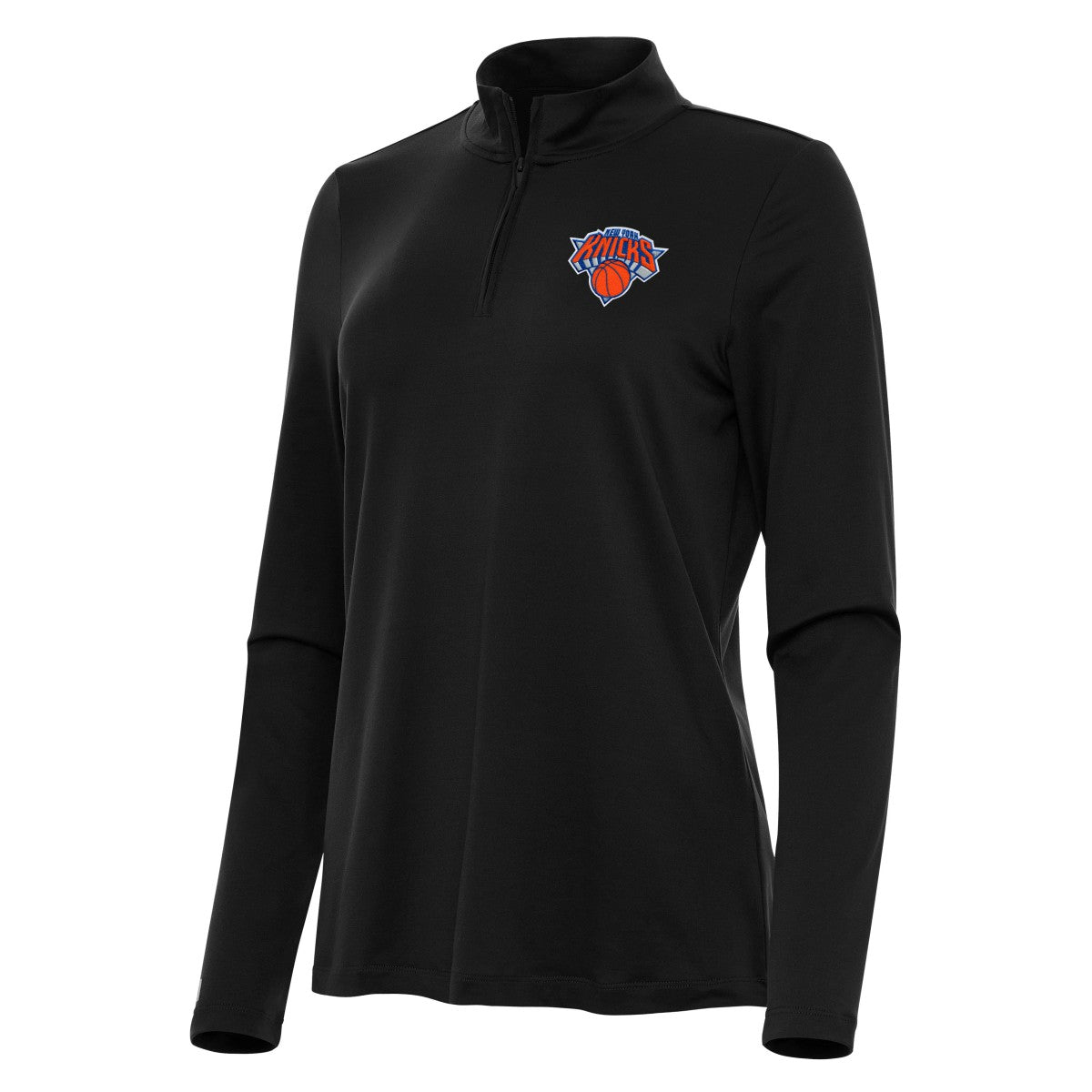 Black New York Knicks Antigua Women's Reprocess Quarter-Zip Top | NBA