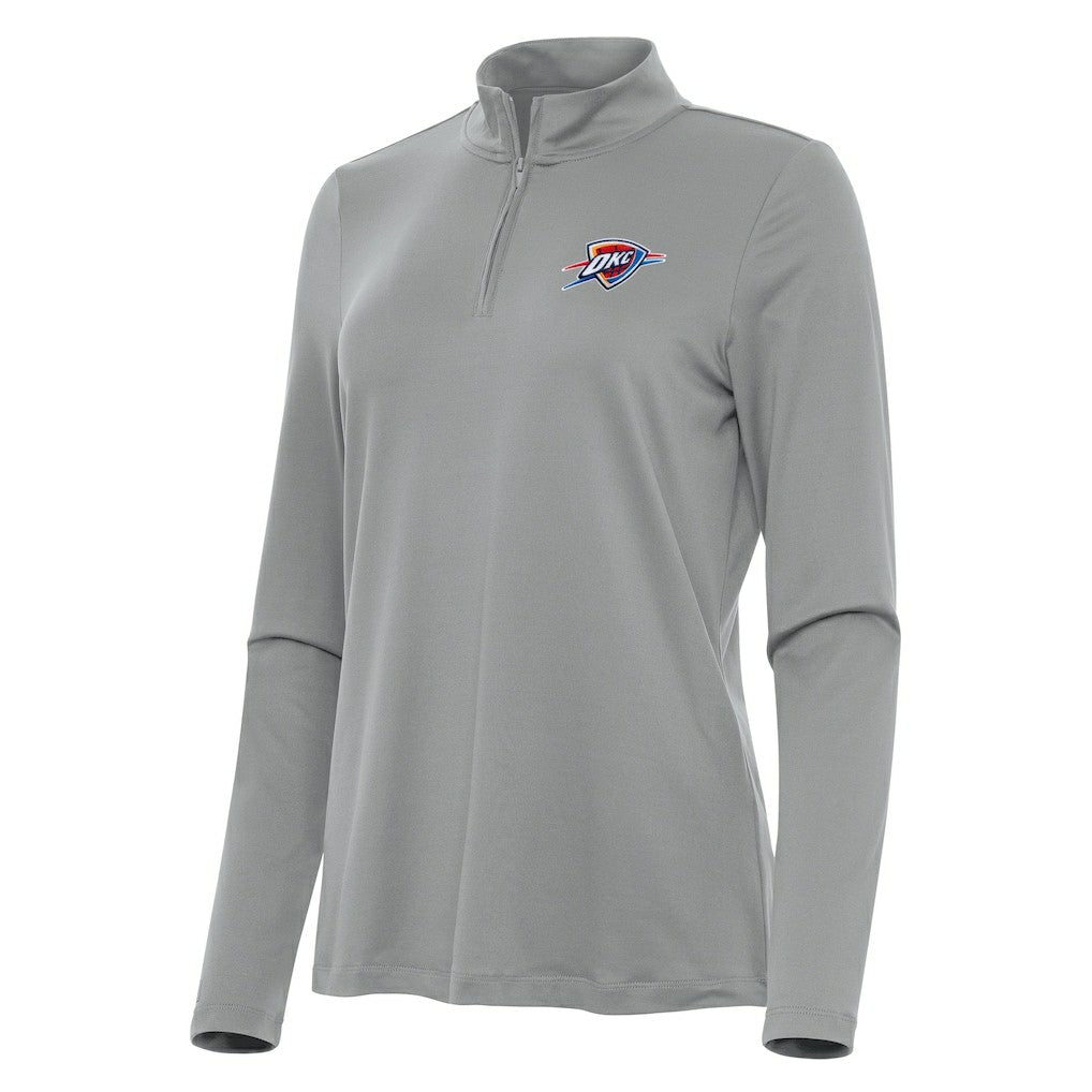 Gray Oklahoma City Thunder Antigua Women's Reprocess Quarter-Zip Top | NBA