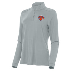Gray New York Knicks Antigua Women's Intent Quarter-Zip Top | NBA
