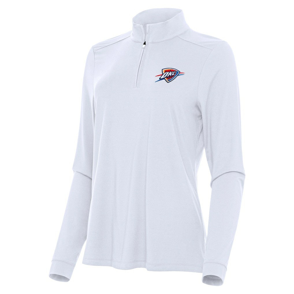 White Oklahoma City Thunder Antigua Women's Intent Quarter-Zip Top sale | NBA