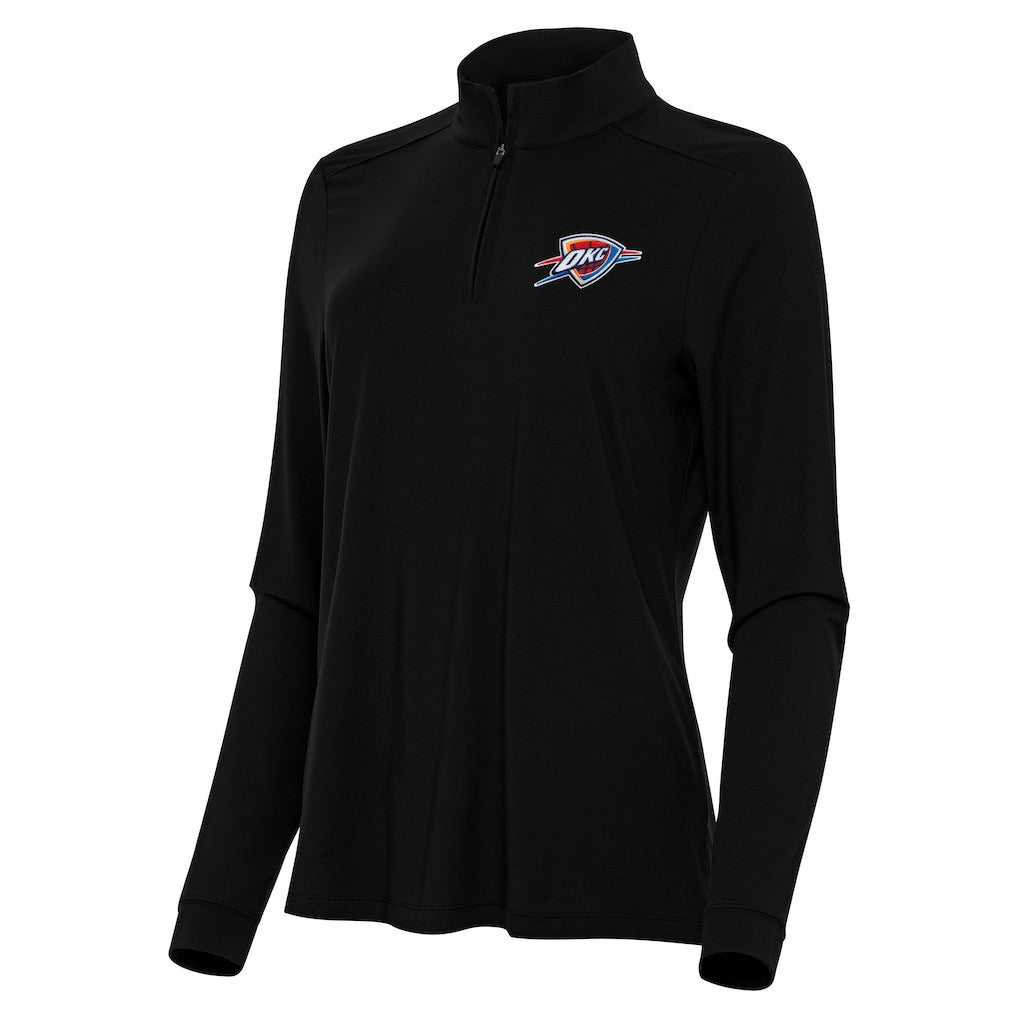 Black Oklahoma City Thunder Antigua Women's Intent Quarter-Zip Top | NBA