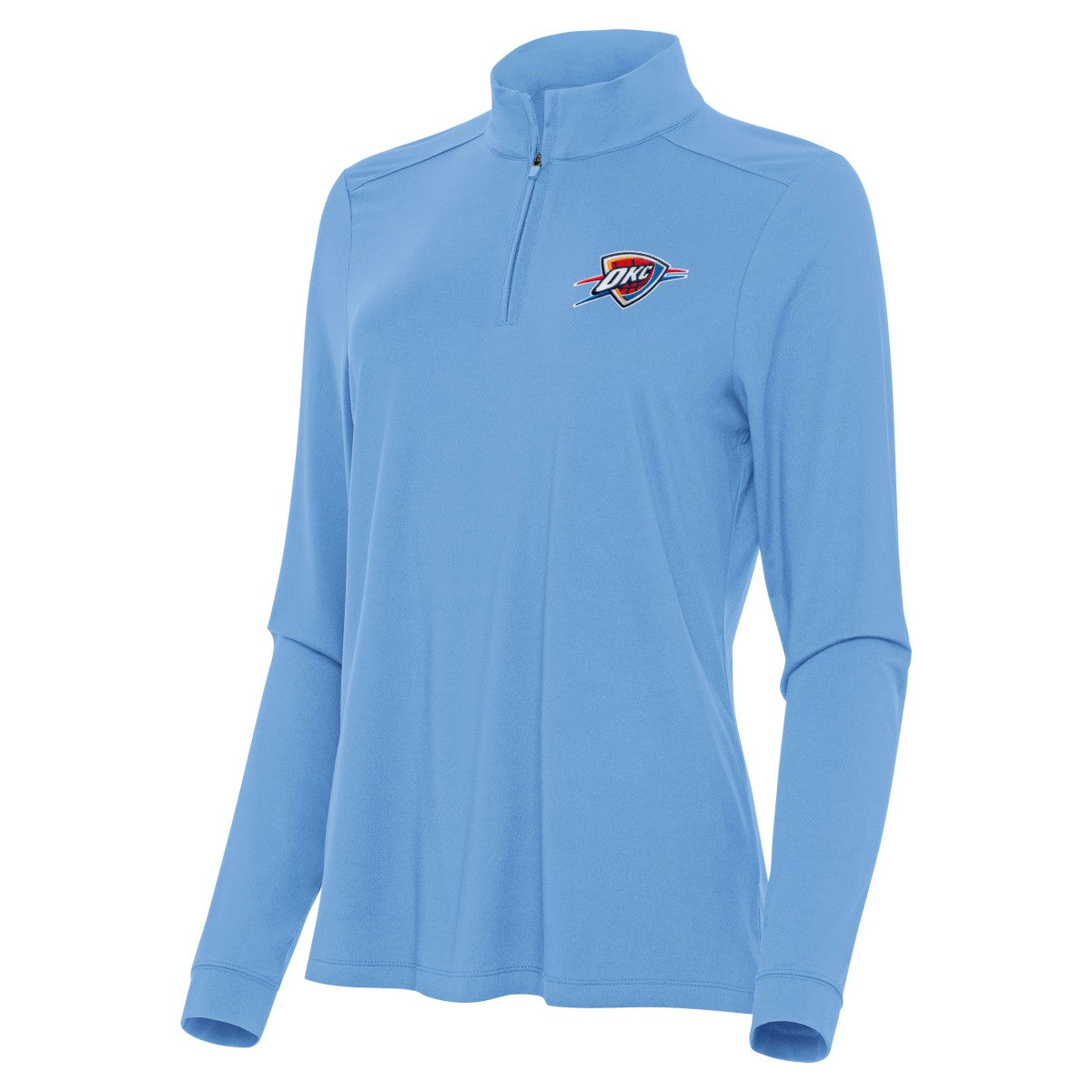 Light Blue Oklahoma City Thunder Antigua Women's Intent Quarter-Zip Top | NBA