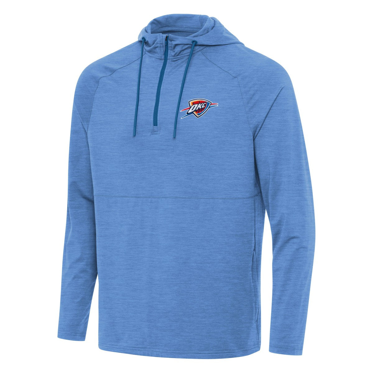 Heather Powder Blue Oklahoma City Thunder Antigua Spikes Raglan Quarter-Zip Hoodie | NBA