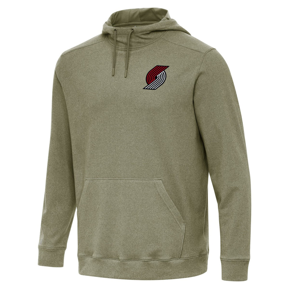 Heather Olive Portland Trail Blazers Antigua Cloud Pullover Hoodie | NBA