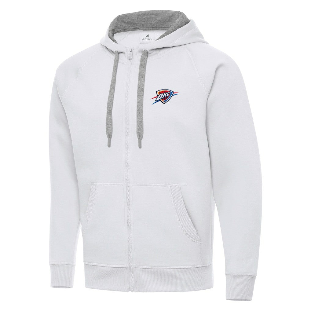 White Oklahoma City Thunder Antigua Big & Tall Victory Full-Zip Hoodie Jacket | NBA