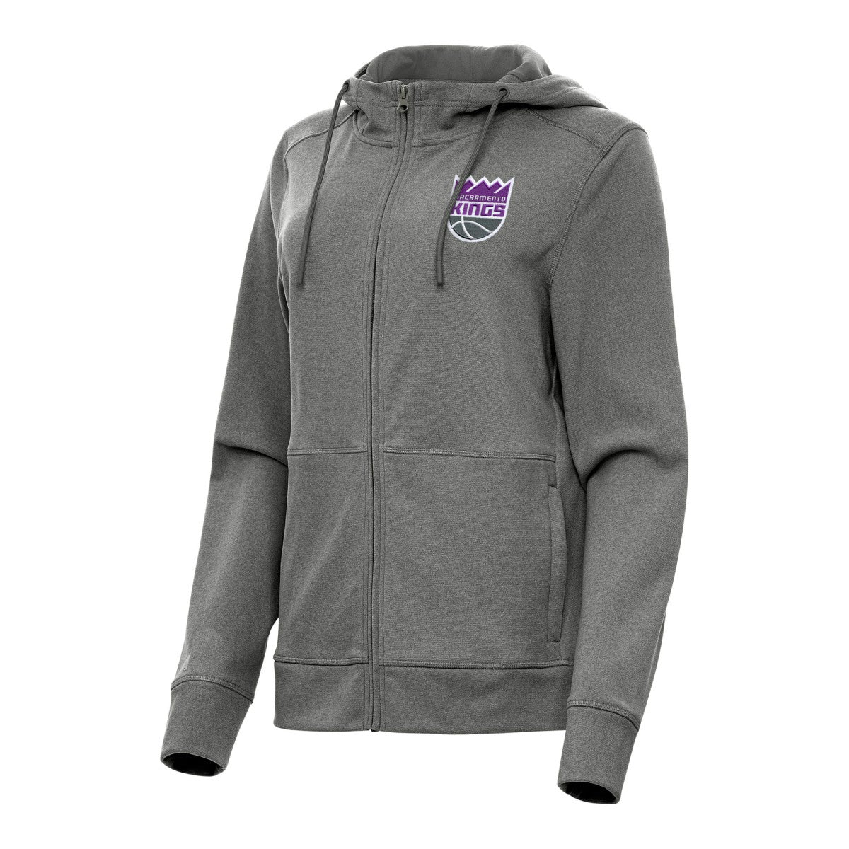 Heather Charcoal Sacramento Kings Antigua Women's Seeker Full-Zip Hoodie Jacket | NBA